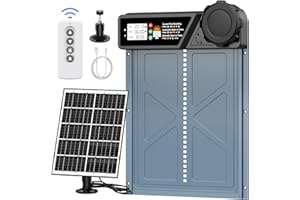 CHAMUTY Grande Taille Porte Poulailler Automatique Solaire, Porte Automatique Poulailler en Aluminium avec 7W Panneaux Solaires, Minuterie, Affichage LED, Télécommande, Deux méthodes de Chargement