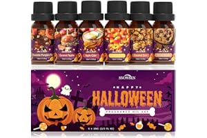 SNOWSEN Halloween Ätherisches Öle Set, Ätherische Öle für Diffuser, Duftöl Geschenkset, Seifenduftöl - Schokoladen Kürbiskuchen, Karamelläpfel, Miskaramellen, Apfelwein, Karamelmais, Snickerdoodle