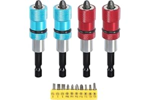 AOROPS Uchwyt do bitów do płyt gipsowo-kartonowych, 1/4 cala, 4 sztuki, sześciokątny trzonek szybkozłączka, magnetyczny uchwyt do bitów z 10 bitów, zestaw wkrętaków, uchwyt magnetyczny, nasadka śrubowa, do