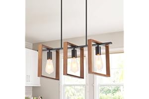 HTsilphelene lampadari da cucina, lampadario della tavola da pranzo, lampadari da cucina per la sala da pranzo il salone, corridoio del foyer, struttura di legno. (Legno,3 luci a)