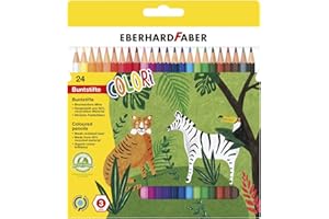 Eberhard Faber 514824 - Set di matite colorate Colori, 24 matite colorate jumbo in forma esagonale ergonomica