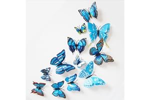 Okaywork Lot de 12 Papillon Aimants de Réfrigérateur, Décoration Papillon, Magnifique Décoration Murale Papillon 3D pour Réfrigérateur à Porte Murale pour Une Fête d'anniversaire