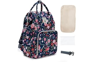 SONARIN Elegante Multifunzionale Zaino Fasciatoio,Grande Capacità Borsa per Pannolini Impermeabile Zaino Mamma Neonato Borsa Fasciatoio da Viaggio con Fasciatoio & Ganci per Passeggino