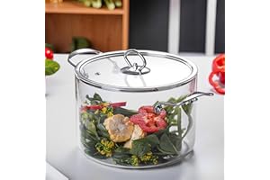 KTCINA Pentola in vetro con coperchio -40 – 300 °C, 20 x 29,5 cm, con 2 manici resistenti al calore, per zucca, antiaderente, moderna, semplice e semplice, in vetro, in vetro trasparente (L)