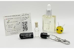 SMALL DOG BIG DREAMS Bee Revival Kit - 'Always Bee Happy' Engraved Keyring, Glass Vial, Bee Feed Dropper Bottle, Organza Pouch (Black)