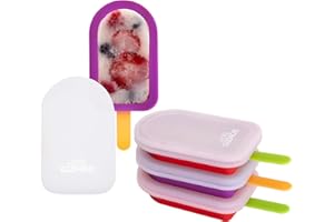 WICKED GIZMOS WG Wicked GIZMOS 4 Reusable Silicone Ice Lolly Moulds with Sticks - BPA Free, Food Grade, Dishwasher Safe, Perfect for DIY Cakesicles, Cake Pops, and Soothing Teethers