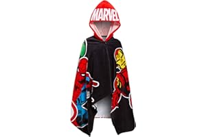 Marvel Serviette à Capuche Avengers pour Enfants 100% Coton Spider-Man Hulk Captain America Poncho Serviette de Plage Serviette de Bain Robe