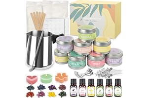 Yvgoov Kerzen selber Machen Set Kerzen Gießen Set Kerzenherstellung Set Candle Making Kit mit 500g Sojawachs,6 Duftöle diy set bastelset erwachsene als Frauen Geschenk Silber