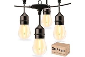 Svater Catena Luminosa Esterno 14m LED 2700K, Luci da Esterno Giardino con E27/S14 1W LED, IP65 Impermeabile, Collegabile Regolabile (Dimmer Non Incluso) per Balcone Terrazzo Matrimonio Barbecue