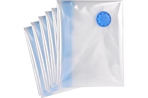 XXL Vakuumbeutel für Kleidung & Bettdecken - 6er Set (100x80 cm) mit Etiketten - Luftdichte Vakuumierbeutel für Kissen, Decken & Wäsche - Vakuum durch Staubsauger - Platzsparende Aufbewahrung