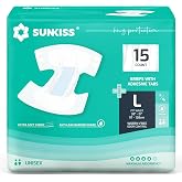 SUNKISS Disposable Adult Diapers Unisex L, 15 Pcs | High absorbency, anti-leak protection and soft, breathable materials for