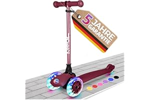 ‎KINNAZ kinnaz ONE, Premium Roller Kinder 3 Jahre, faltbar, 5 Höhen, LED Räder, Ersatzteilservice, verbesserte Griffe und Bremse, UVM Kinderroller ab 2 3 4 5 Jahre, Scooter von Deutscher Händler