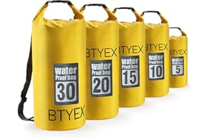 BTYEX Dry Bag 5L 10L 15L 20L 30L Waterproof Dry Bags, Sack with Long Adjustable Shoulder Strap Perfect for Kayaking Canoeing Swimming Traveling Camping Hiking Boating Rafting Snowboarding