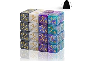 SLAKOZYT Zestaw 32 sztuk tokenów MTG licznik tokenów, magiczne kostki, Magic The Gathering Glitter Sparkle (32 szt., gwiaździsta noc, fioletowe, czarne i białe)