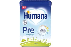 ‎HUMANA Humana Pre Anfangsmilch 4er Pack (4 x 750g) - Babymilch von Geburt an - Säuglingsnahrung als Muttermilchersatz oder Ergänzung - Pre Nahrung Baby