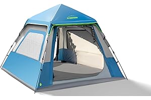 ‎OVERMONT Overmont Automatische Campingzelt mit Plane - Familie Kuppelzelt 2-4 Personen - Pop up Zelt 3-4 Saison Wasserdicht Ultraleicht mit abnehmbares Regenverdeck - für Trekking, Outdoor, Wanderausflug