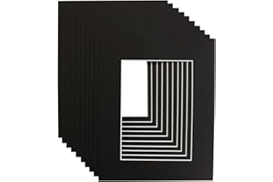 HOOPERSFRAMING Pack of 10 Picture Photo Mounts. Frame Size 9x7inch - Inside Aperture to fit 7x5 Prints. Choice of White, Black & Antique White- Acid Free (Black)
