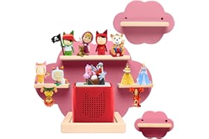 Kelens Floating Tonies Shelf, Cloud Shaped Tonie Shelves for Tonies Characters & Tonies Box, Magnetic Tonies Storage Shelf for 35 Figures, Set of 3 Tonie Box Shelf for Children’s Room, Pink