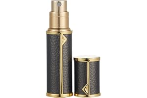 AsaNana Perfume Atomiser, Refillable & Travel Size Perfume Bottle, Leaking Proof,Bottom Pump without Funnel, Luxurious Small women and men, 5ml (Black)
