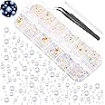 2000 Pieces Flat Back Gems Round Crystal Rhinestones 6 Sizes (1.5 - 6 mm) with Pick Up Tweezer and Rhinestones Picking Pen for Crafts Nail Face Art Clothes Shoes Bags DIY (White Polar Light)