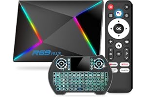 BL Android 14.0 TV Box 4GB RAM 64GB ROM, 2025 TV Box Android Wi-Fi 6 2.4G/5.8G 1000M Ethernet 8K 4K H728 Octa core BT 5.0 USB 3.0 R69 Plus Android Box with Mini Wireless Keyboard