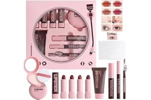 EONFAVE All in One Make Up Set, 9 Stück Make-up Geschenk für Frauen Mädchen Komplette Kosmetik Starter Kit Lippenstift, BB Creme, Puder, Mascara, Eyeliner, Augenbrauenstift