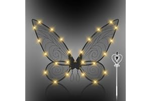 Moocuca Alas de mariposa luminosas para adultos con una varita de hadas Las alas de mariposa son adecuadas para niños y adultos Halloween Carnaval Cumpleaños Cosplay Fiesta temática cómica