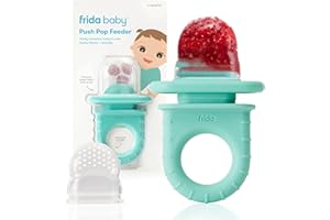 Frida Baby Push Pop Silicone Feeder, Baby Fruit Food Feeder to Safely Introduce New Foods, Fresh + Frozen, Breastmilk Popsicles, BPA Free, Dishwasher Safe | 1 Count, Teal