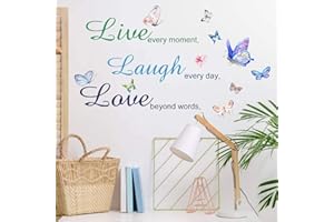 Wajade Live Laugh Love Wall Sticker Motivational Wall Stickers Quotes Inspirational Wall Decals for DIY Home Decoration for Bedroom Living Room