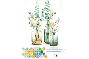 CEOVR Paint by Numbers for Adults,Leaves DIY Paint by Numbers Kits,Flowers Paint by Numbers for Adults Beginners,40x50 cm Plants Paint by Number Canvas,All Kits Included,Frameless