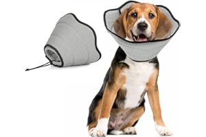 renyigou Pet cone collar dog cone rehabilitation soft collar used to prevent pets from biting the injured or surgical site Breathable Dog Surgery Recovery Collar (Large)