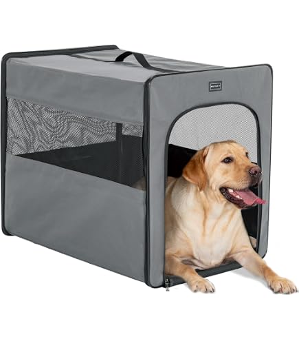 Petsfit Cage De Voyage Pour Chien Avec Tapis épais, Manchon En Tissu Réglable, Portes En Maille Respirante, Cage Portable Pour Chien, 66 Cm (L) X 49
