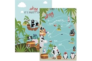 M & G Mustard & Gray Childrens Party Invitations (x12 Invites Only, Pirate)