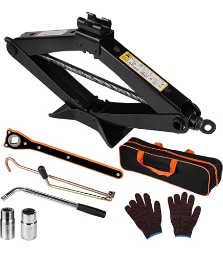 Cric à Pantographe Universel Jusqu'à 2 Tonnes - Hauteur Min 105 Mm, Max 380 Mm - Tige Pivotante, Base Acier - Compatible Suzuki Ignis Et Autres - 6