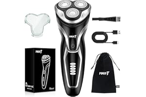 MAX-T Electric Razor for Men, Wet and Dry Men's Electric Shaver, 1H Fast Charging & 120Mins Runtime, Skin-Protection, IPX7 Waterproof, Rotary Shavers with Pop-up Trimmer, LED Display
