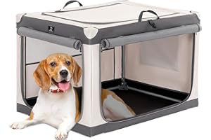 A 4 PET Dog Travel Crate with Lockable Zipper & Patented Screw Frame – Foldable Pet Crates Indoor Cages for medium Dogs, Waterproof Base, Washable Cover, Ideal for Outdoor, SUV, Car, Camping, Home