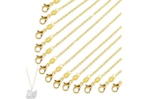 MMGOQQT 26 Pack Necklace Gold Plated, DIY Link Chain Necklace with Lobster Clasps for Women DIY Jewelry Making Necklaces Jewellery Belt Jeans(17.7 Inches,1.6mm)