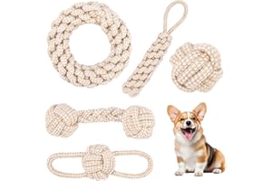 SYVORY 5 Stück Hundespielzeug Seil,Seilspielzeug für Kleine Hunde,Hundespielzeug Seil mit Knoten Ball,Geflochtene Hundeseile Spielzeug aus Baumwolle & Hanf,Baumwolle Interaktives Kauspielzeug für Welpen, Kle