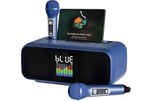 RUBEHOOW Karaoke, sistema portatile Bluetooth PA con 2 microfono wireless, altoparlante con supporto per telefono cellulare/USB/TF Card/AUX in, per feste in casa, riunioni, matrimoni, picnic, esterni