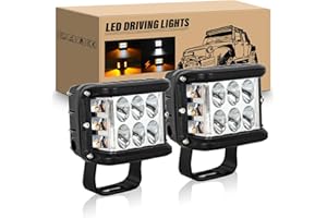 RIGIDON 4 Zoll 10cm 60W LED Arbeitslicht, LED Arbeitsscheinwerfer Scheinwerfer 12V 24V Spot Nebelscheinwerfer Offroad Beleuchtung für Auto SUV ATV Traktor LKW PKW KFZ 4x4, 6000K Weiß und 3000K Gelb