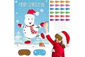 ASTARON Pin The Snowman Nose Weihnachts-Pin The Tail Partyspiele Aktivitäten für Kinder 36 Aufkleber Weihnachtsparty-Dekorationen Schulklassenzimmer-Aktivitäten