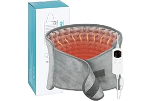 Frogetu Elektryczna poduszka grzewcza, pas grzewczy, ogrzewacz pleców – 6 stopni, 4 timery, ochrona przed przegrzaniem, CE, ochrona przed przegrzaniem, można prać w pralce, 120 x 30 cm, szara (szara)