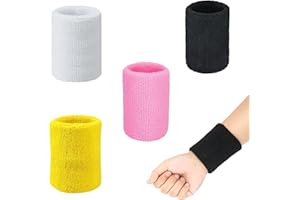 KISSTTA 4 sztuki opasek przeciwpotowych na nadgarstek, 8 x 8 cm, dla kobiet i mężczyzn, chłonne opaski przeciwpotowe, do tenisa, biegania, piłki nożnej, koszykówki i pracy