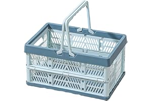 STGBCST Klein Klappboxen Faltbar Aufbewahrungskiste Einkaufskorb aus Kunststoff Aufbewahrungskorb 30 * 20 * 15.5 cm für Küche Bad Büro Schlafzimmer Schrank (Klares Wassergrün)