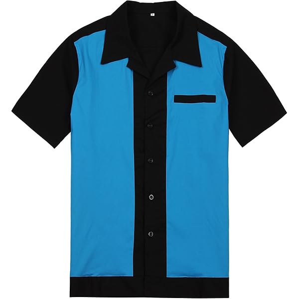Vintage bowlingshirts voor heren, korte mouwen, knoopjes, 1950, casual, contrastkleuren, zomer, Cubaanse shirts, XL Vintage bowlingshirts voor heren, korte mouwen, knoopjes, 1950, casual, contrastkleuren, zomer, Cubaanse shirts, XL