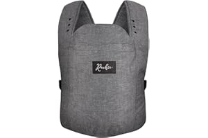 ROOKIE Babytrage Premium - Design Bauchtrage bequem und ergonomisch - Für Neugeborene ab Geburt bis 15kg - Baby Trage aus Bio Baumwolle (Darkgrey)
