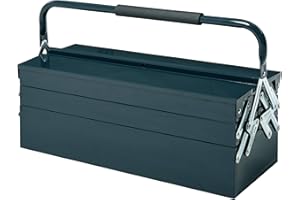 DURHAND Werkzeugkasten Werkzeugkoffer Werkzeugkiste 5 Fächer aufklappbar Stahl (SPCC) Dunkelgrün 57 x 21 x 41 cm