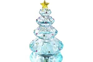 ‎HDCRYSTALGIFTS HDCRYSTALGIFTS Kristall-Weihnachtsbaum-Figur Glas Briefbeschwerer Tischornament Weihnachtsfeiertag Kreatives Geschenk (Blau)