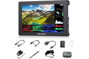 FEELWORLD T7PRO 2000Nit Kamera Feld Monitor 7 Zoll 1920x1200 IPS Kameramonitor mit Sunshield 4400 mAh Akku und Tasche,4K HDMI2.0,3DLUT HDR,Wellenform,9:16 Marker,Aluminiumgehäuse