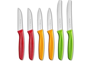 Ruffulon Paring Knife Set of 6,Fruit Knife Small,Premium Vegetable Knifes,Sharp Kitchen Knife Sets,Straight Edge&Serrated Knifes,Multicolored Kitchen Paring Knives,Dishwasher Safe(Green,Red,Orange)